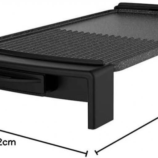 Plancha de Asar Eléctrica Cecotec 2150 W, Revestimiento Antiadherente, Superficie Mixta, Termostato Regulable, Apta para Lavavajillas