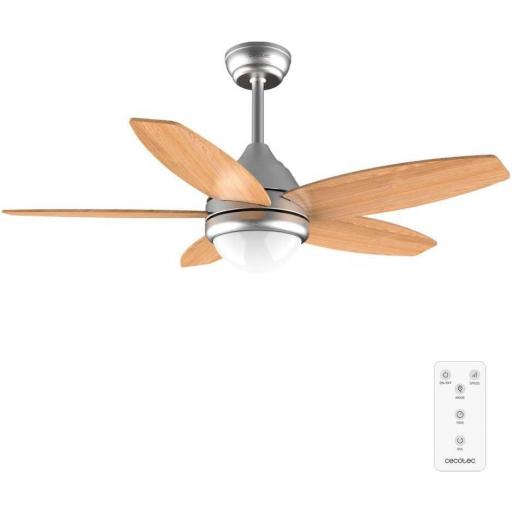  Ventilador de Techo Cecotec con Luz  55 W, Diámetro 42” con 5 Aspas Reversibles, Luz LED, Mando a Distancia, Temporizador hasta 8h, 3 Velocidades [0]