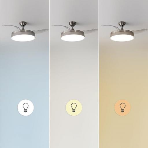 Ventilador de Techo con Aspas Retráctites Cecotec 40 W, Diámetro 42" (106cm), Temporizador, 3 Tonos de Luz, Función Verano-Invierno [Clase de eficiencia energética E] [3]