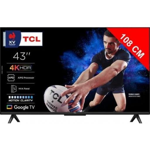 TCL LED 43" 4K UHD Google TV Dolby Atmos AiPQ Bluetooth Wi-Fi 5