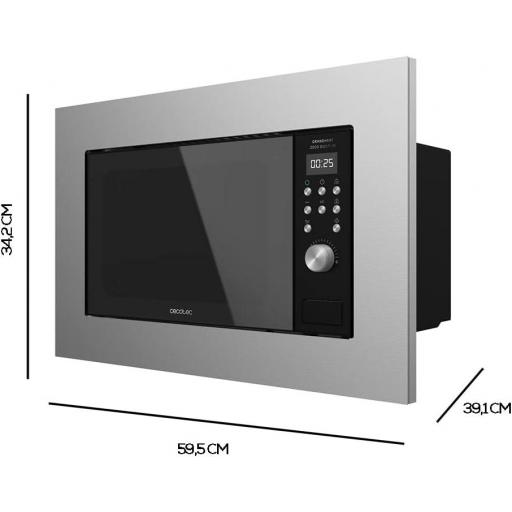 Microondas encastrable Digital Cecotec Integrable, 20l, Grill, 9 funciones preconfiguradas, Quick Start, Diseño en acero y negro