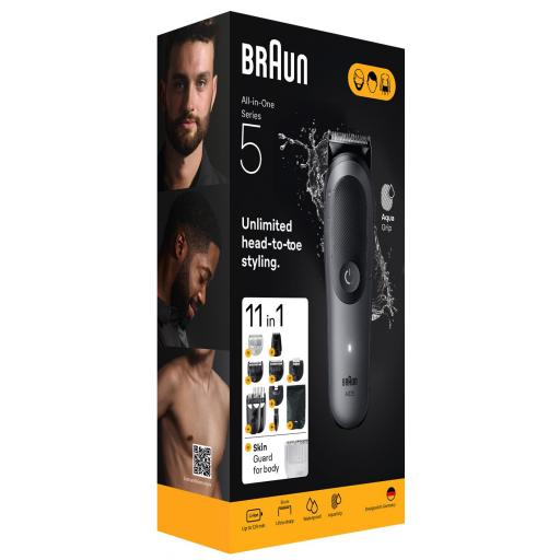 Afeitadora multifunción -Braun Todo En Uno Series 5  Kit De Styling 11 en 1, Lámina Afilada, 14 Longitudes, Barba, Pelo y Cuerpo, Gris [2]