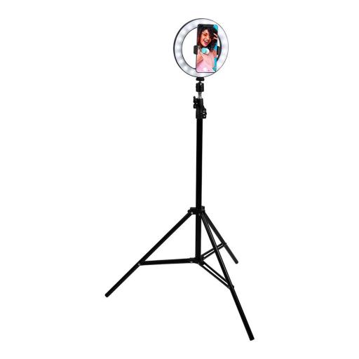 GRUNDIG ANILLO DE LUZ CON TRIPODE 20 cm, 80 LEDS CON TRES TONALIDADES DE COLOR, INTENSIDAD DE LUZ REGULABLE, GIRO 360°,  [0]