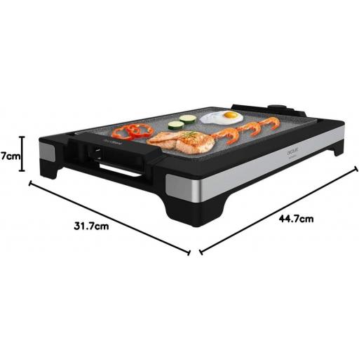 . Plancha eléctrica cecotec de 2000 W, Placa RockStone antiadherente, Termostato regulable, 5 niveles potencia, Placa extraíble, Apta lavavajillas [2]