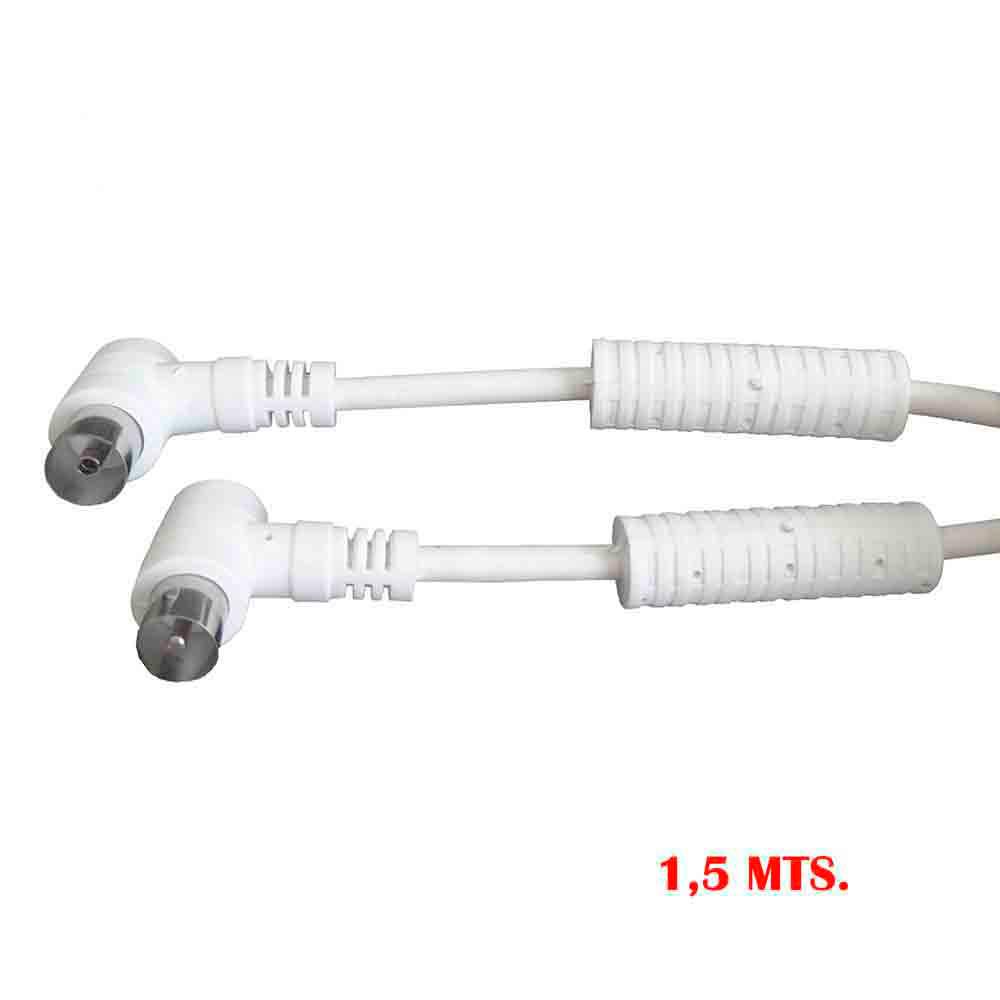 EDM PROLONGACIÓN TV-VIDEO ACODADA CON FILTRO 9,5mm 1,5m ENVASADA BLANCA