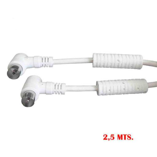 EDM PROLONGACION TV-VIDEO ACODADA CON FILTRO 9,5mm - 2,5m BLANCO