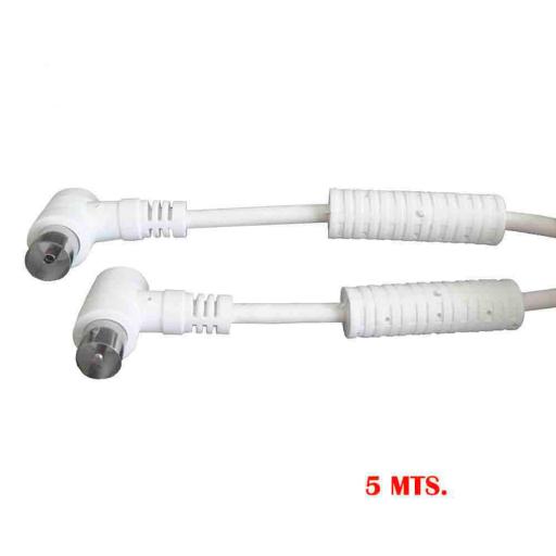 EDM PROLONGACIÓN TV-VIDEO ACODADA CON FILTRO 9,5mm- 5m BLANCA