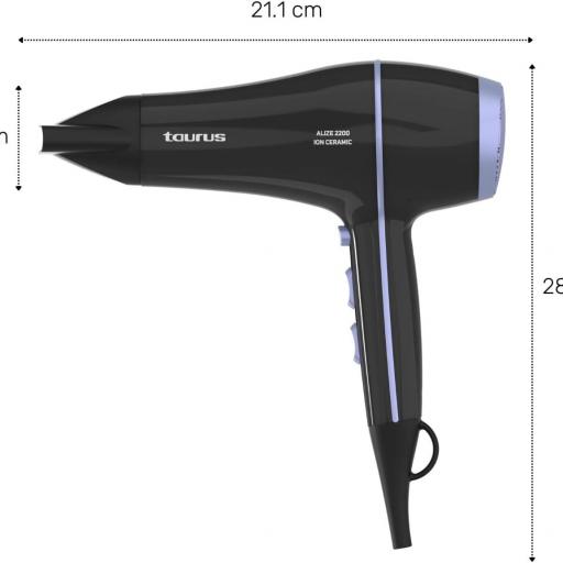  Secador de PeloTaurus - 2200W, Iónico, Cerámico, Difusor, Aire Frío [1]