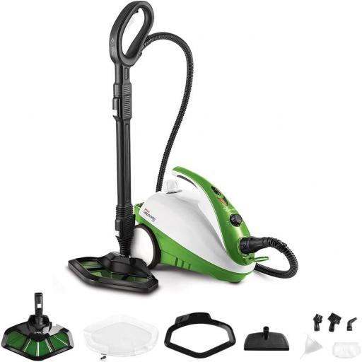  Limpiador a Vapor con Cepillo Vaporforce, Caldera de Alta Presión de 3.5 Bar, 1800 W, 1.6 litros, plástico, Acero Inoxidable, Verde [Clase de eficiencia energética A] [0]