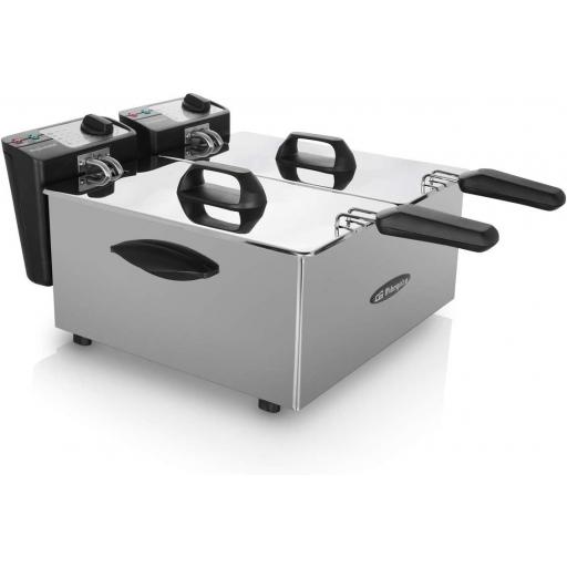  Freidora profesional orbegozo  7 litros (2 cubetas de 3,5 litros), termostato regulable, indicadores luminosos, asas de tacto frío, recogecables,... [0]