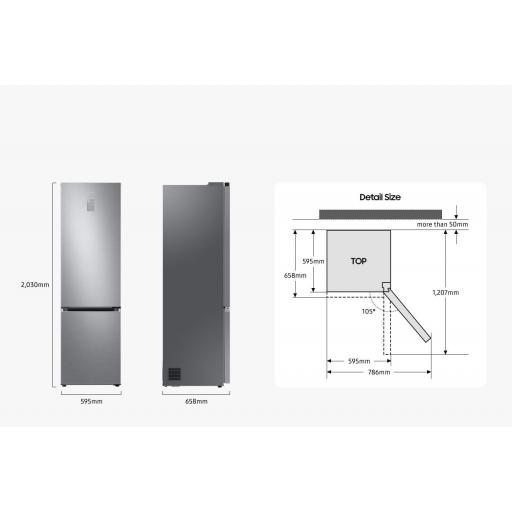 Frigorífico Combi SAMSUNG COLOR INOX 203X60cm  Clase E,  SmartThings AI Energy Mode, Tecnología SpaceMax™ 