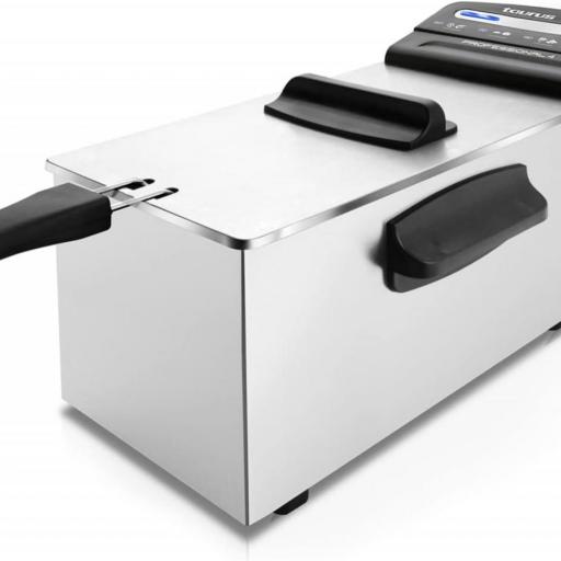  Freidora de aceite Taurus - 4L, 2200W. 2kg de patatas. Resistencia sumergida. Posición escurrido. Piloto luminoso. Regulador de temperatura. Desmontable. Acero inoxidable [Clase de eficiencia energética A++] [3]