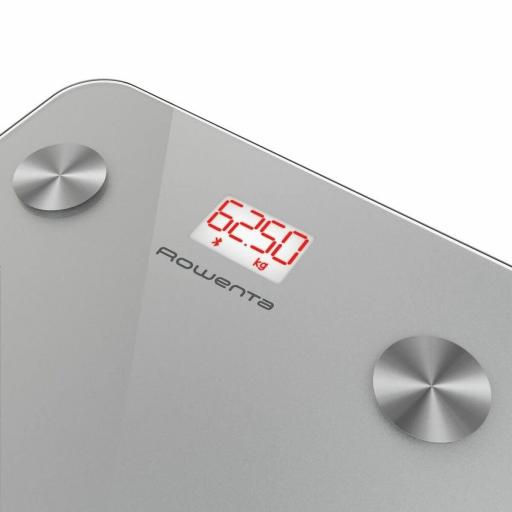  Báscula inteligente rowenta de baño digital con medidor de grasa corporal e IMC, 10 medidas corporales, aplicación conectada, gran pantalla LED, hasta 160kg de capacidad, BR9600S1 [1]
