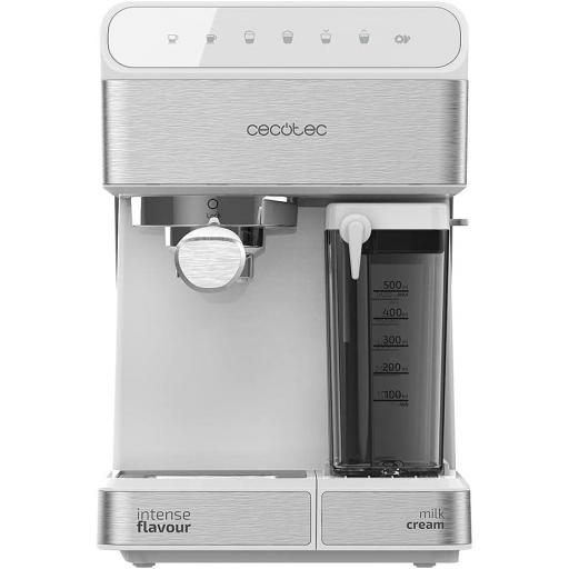 Cecotec Power Instant-ccino Touch Serie Bianca Cafetera Semiautomática, Tanque de Leche, Panel Control Táctil, 20 Bares Presión, Thermoblock, 1350 W, Acero Inoxidable, Blanca