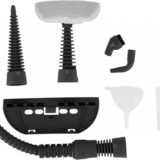 - Vaporetino, depósito 350 ml, calentamiento rápido, vapor continuo 8-10 minutos, presión 3,2 bar, 9 accesorios, 1050 W [3]