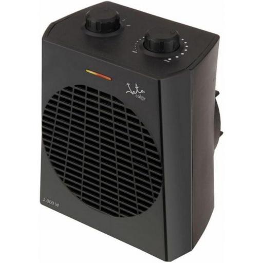 JATA - Calefactor Baño Eléctrico con Termostato Ajustable, 2000 W, 2 Potencias de Calor y Ventilador, Calentamiento Rápido, Protección Sobrecalentamiento, Asa de transporte