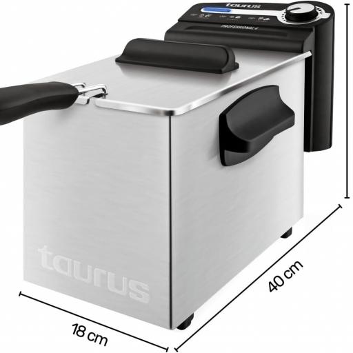  Freidora de aceite Taurus - 4L, 2200W. 2kg de patatas. Resistencia sumergida. Posición escurrido. Piloto luminoso. Regulador de temperatura. Desmontable. Acero inoxidable [Clase de eficiencia energética A++] [0]