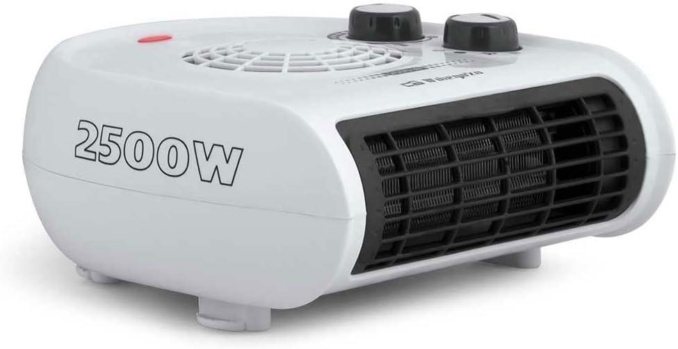 - Calefactor Orbegozo termostato regulable, 2 niveles de potencia, función ventilador aire frío, calor instantáneo, indicador luminoso, asa de transporte, 2500 W, Blanco