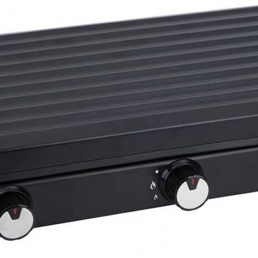  Cocina de Gas portátil Jata de 3 fuego con parrilla, Apta para butano y propano, Tapa protectora extraíble, Ideal para camping, Ocupa poco espacio [2]