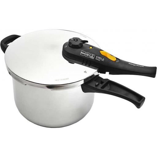  Olla Express Rápida 6L Magefesa Style - Acero Inoxidable 18/10, Cocina Sana, Fondo Termo-Difusor, Asas Laterales Termo-Resistentes, Inducción [0]