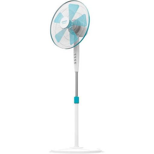 Ventilador de Pie Cecotec  40 W, 5 Aspas de 40 cm de diámetro, Oscilante, 3 Velocidades, Altura Ajustable de 110 a 130 cm, Motor de Cobre, Diseño en Blanco