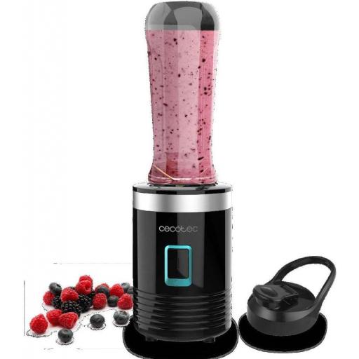 Batidora Vaso Portátil Cecotec  Individual 350W, Pica Hielo, Cuchillas de 4 Hojas Recubrimiento de Titanio Negro, Piezas Aptas para Lavavajillas, Solo con un Toque, 600ml [2]