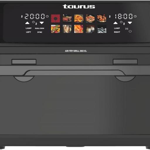  Freidora de Aire Taurus –Grill 360 XL, Air Fryer, Sin Aceite, 10L, 2800W, Pantalla Táctil, 10 Programas, Cestillo Divisible, Temporizador 60 min, Temp 60–200 ºC, Cocina Simultánea [1]