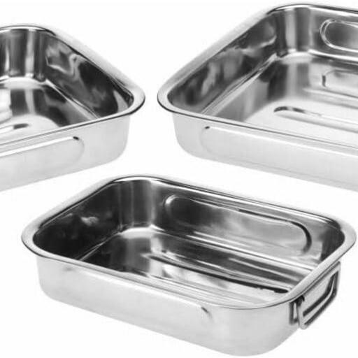 Excellent Houseware Set de bandejas para Alimentos a12402130 Acero Inoxidable 27 x 20 x 6 cm 31 x 23 x 6 cm 36 x 27 x 6 cm (3 Un