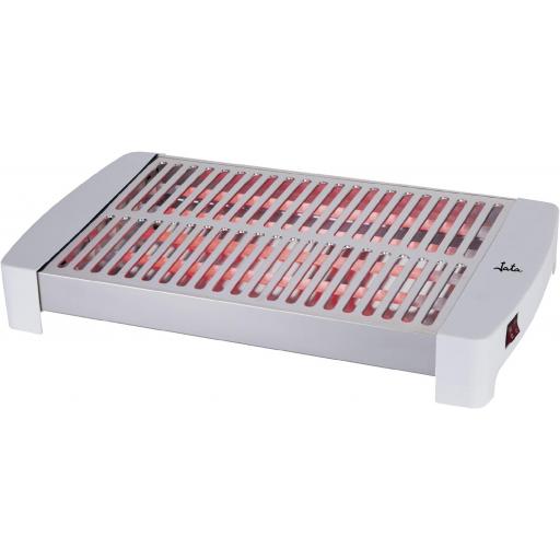 Tostador horizontal jata XXL (35 x 25 cm) con 5 barras de cuarzo. Mueble y parrilla de acero inoxidable. 3 potencias de calor. Bandeja recogemigas extraíble. 1000 W [1]