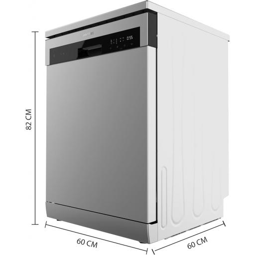  Lavavajillas libre Instalación Cecotec Inox 60 cm  13 Cubiertos, 6 Programas, Bajo Consumo, Función Dry+, Media Carga, Delay Start [Clase de eficiencia energética E]