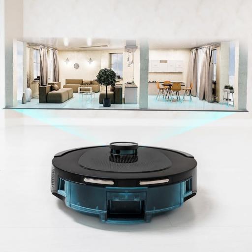  Robot aspirador Conga con tecnología de navegación láser. Limpieza 4 en 1: barre, aspira, friega y pasa la mopa. Potencia de succión de 4000 Pa. 120 minutos de autonomía. Cepillo central multifunción, mopa de fregado y 1 cepillo late [3]