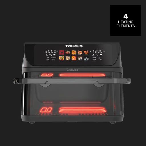  Freidora de Aire Taurus –Grill 360 XL, Air Fryer, Sin Aceite, 10L, 2800W, Pantalla Táctil, 10 Programas, Cestillo Divisible, Temporizador 60 min, Temp 60–200 ºC, Cocina Simultánea [2]
