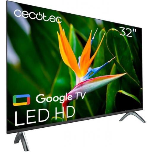 Televisor LED de 32 Pulgadas Cecotec Smart TV,  Resolución HD  Sistema Operativo Google TV, Dolby Audio, HDR10, 16 GB de ROM, Bluetooth, Google Voice Assitant y Chromecast 