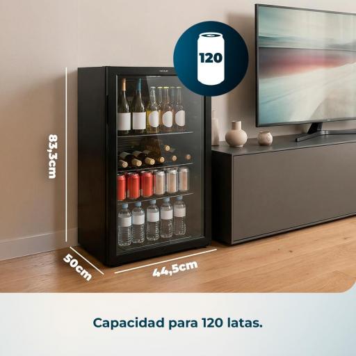  Mini Frigorífico Cecotec con Puerta de Cristal , 88 Litros de Capacidad, 44,5 cm de Ancho, 83,3 de Alto, Iluminación LED interior, Temperatura 0ºC a 10ºC  [0]