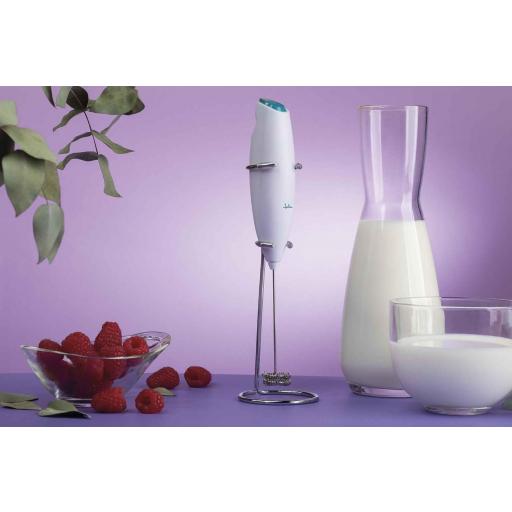 Espumador Leche Electrico de Mano Jata Batidor Leche Espuma con Soporte. Ideal para Capuchino, Matcha, Batidos de Proteínas, Chocolate. Funciona con Pilas [3]