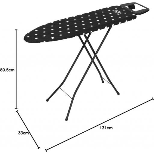  Tabla de Planchar Plegable, JATA Medida 110 x 32 cm, Funda 100% Algodón, Reposa Planchas, Fabricación europea, Negro y Blanco