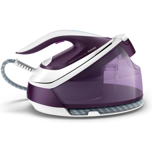 Philips PerfectCare Compact Plus Centro de Planchado - 2400W, Golpe de Vapor 450g, Presión 6.5 bar, Tec OptimalTEMP, Depósito 1.5 L, Púrpura/Blanco  [0]