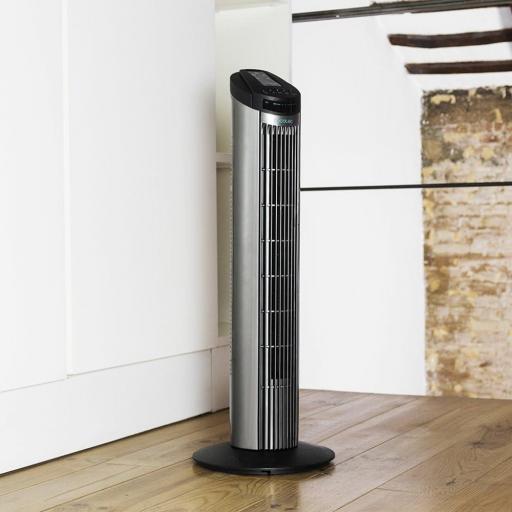 Cecotec Ventilador de Torre Digital con Temporizador y Mando a Distancia 50 W, 30'' (76cm) de Altura, Oscilación, Motor de Cobre, 3 Velocidades, 3 Modos, Negro [1]