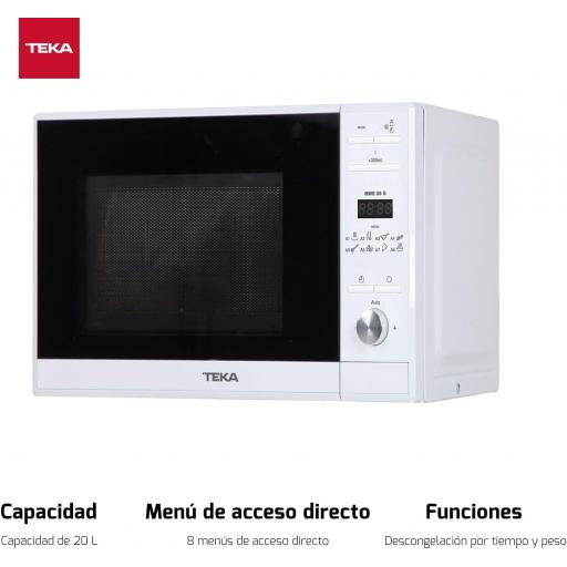 Microondas Libre Instalación TEKA  con Grill, 20 L, 5 Niveles de Potencia, 700 W, Blanco,  [3]