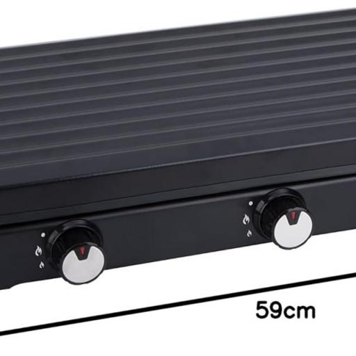  Cocina de Gas portátil Jata de 3 fuego con parrilla, Apta para butano y propano, Tapa protectora extraíble, Ideal para camping, Ocupa poco espacio [1]