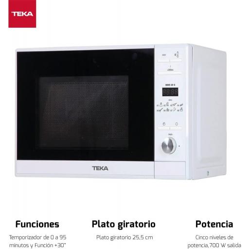 Microondas Libre Instalación TEKA  con Grill, 20 L, 5 Niveles de Potencia, 700 W, Blanco,  [2]