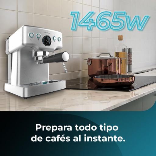 Cafetera Express Cecotec   1465 W, 20 Bares, Manometro y ThermoblocK, Vaporizador Orientable y Brazo con Doble Salida, 1,8 L de Capacidad [1]