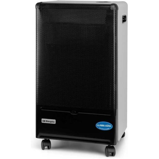  Estufa de gas butano Orbegozo  4200 W, tecnología de llama azul, Triple sistema de seguridad, apta para gas butano y propano, asa para transporte, ruedas pivotantes, color negro