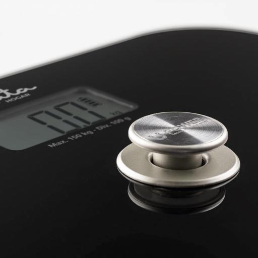  Báscula de Baño Digital jata Grasa Corporal, Pantalla LCD, SIn pilas, Carga Automática, Ecológica, Capacidad de 150 kg, Plataforma de Vidrio, Apagado Automático, Negro [2]