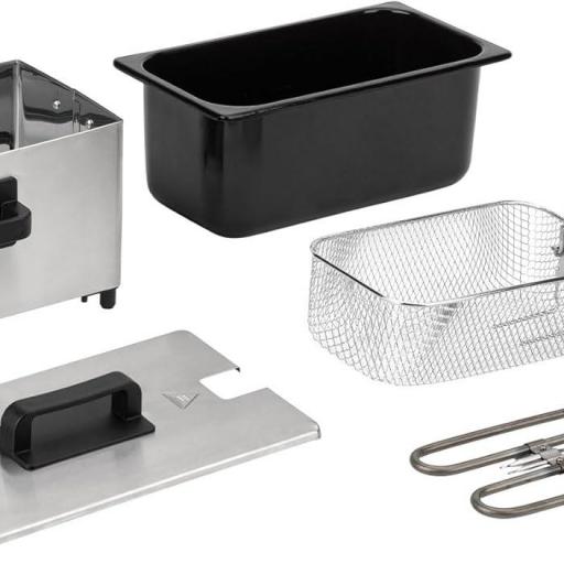  Freidora Aceite Jata 3 L 2000 W | Termostato ajustable con indicadores luminosos | Zona fría para aceite limpio y sin olores | Desmontable. Fácil limpieza | Cuerpo y tapa Acero Inoxidable [2]