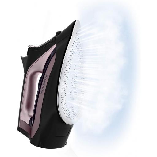 Rowenta Express Steam plancha de vapor, suela Microsteam 350 láser, 2600 W, salida de vapor continua de 40 g/min, golpe de vapor de 200 g/min, sistema antical, antigoteo, Lila [2]