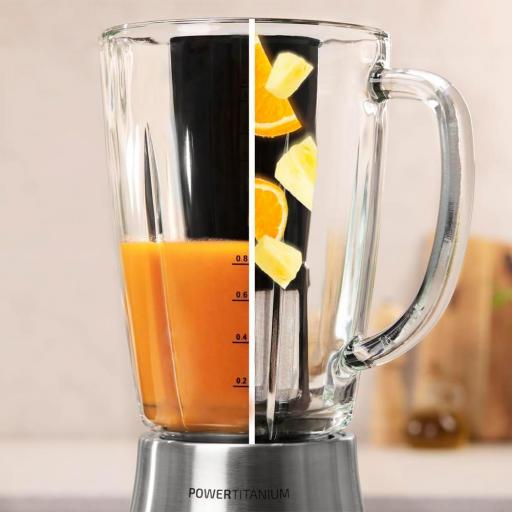 Cecotec Batidora de Vaso . 2000W Máxima Potencia, Cuchilla con Recubrimiento de Titanio Negro, 1,8L, Filtro para Licuados, Acabados en Acero Inox [1]