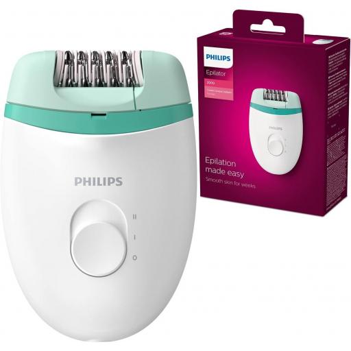  Depiladora con cable Philips Satinelle Essential - depilación compacta,  blanco y verde [0]