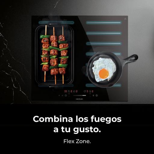 Placa de Inducción Cecotec  Zonas Flex  7200W, 9 Niveles, Bajo Consumo, Temporizador, Booster Function, Control Táctil, Bloqueo para... [1]
