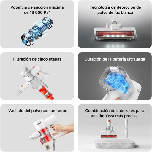 Aspirador escoba - Xiaomi Vacuum Cleaner G20 Lite, Autonomía 45 min, Potencia de succión 18000 Pa, Blanco [2]